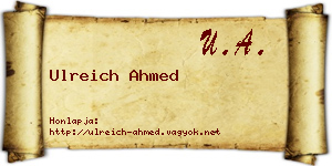 Ulreich Ahmed névjegykártya